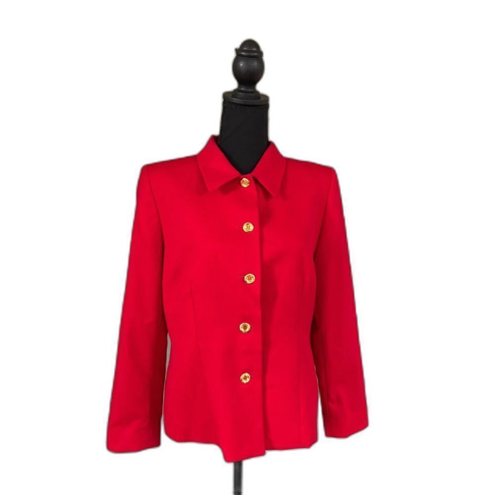 Vintage PENDLETON 100% virgin wool red blazer lined jacket gold buttons sz 10P - Picture 2 of 12